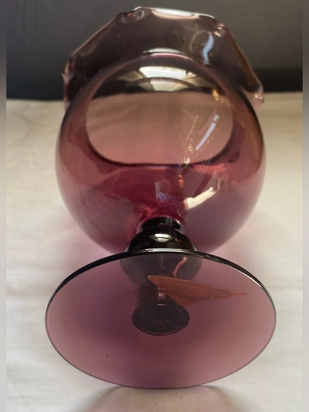 Morgantown WV purple / amethyst footed crystal glass goblet / vase- MINT..